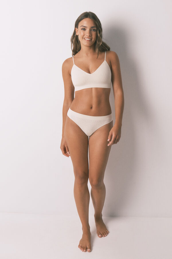 Women'secret Top NATURAL sem costura com estampa animal bege cru