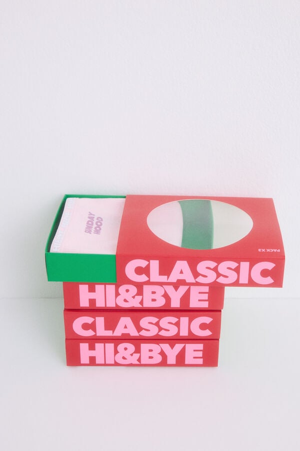 HI&BYE Pack 3 cuecas cl&aacute;ssicas amarela, rosa, verde branco