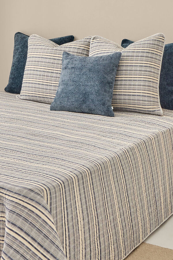 Textura Colcha a rayas azul