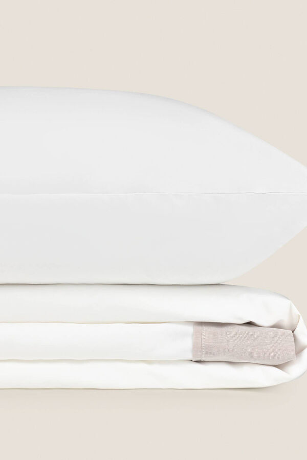 Textura S&aacute;bana algod&oacute;n percal combinaci&oacute;n tejidos. Cama 180-200cm. blanco