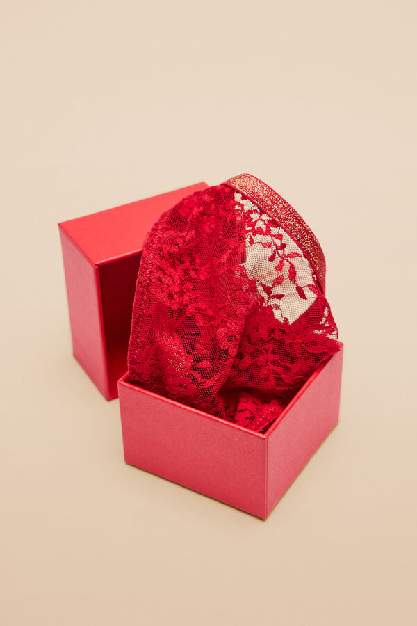 Women'secret Tanga renda vermelha vermelho