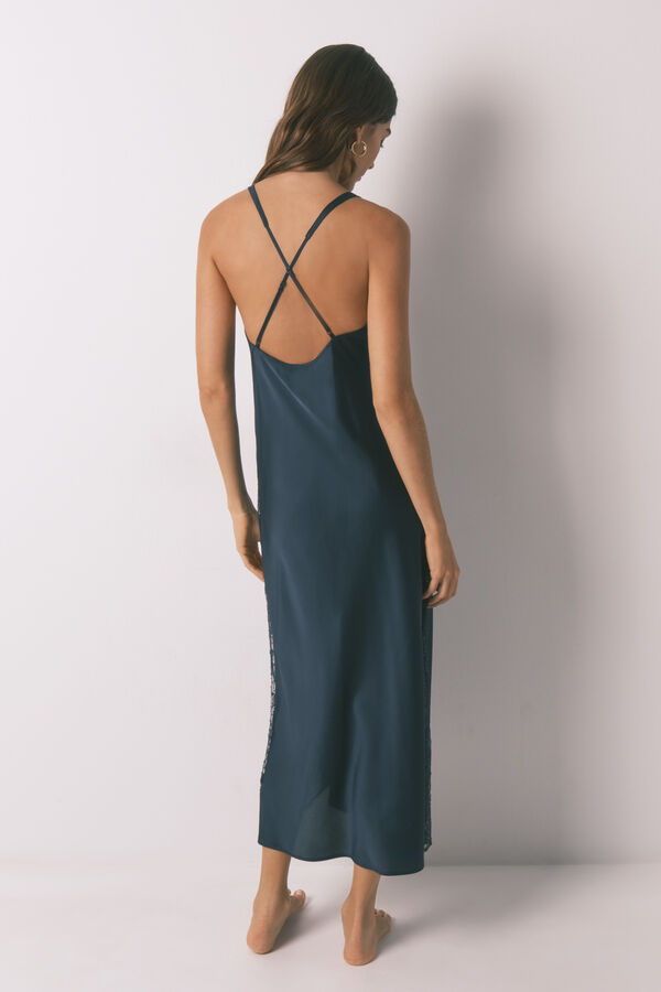 Women'secret Camis&oacute;n largo sat&eacute;n azul azul