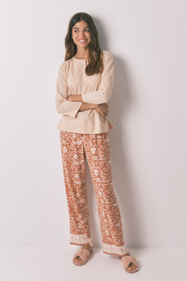 Women'secret Camiseta manga &frac34; 100% algod&oacute;n naranja  naranja