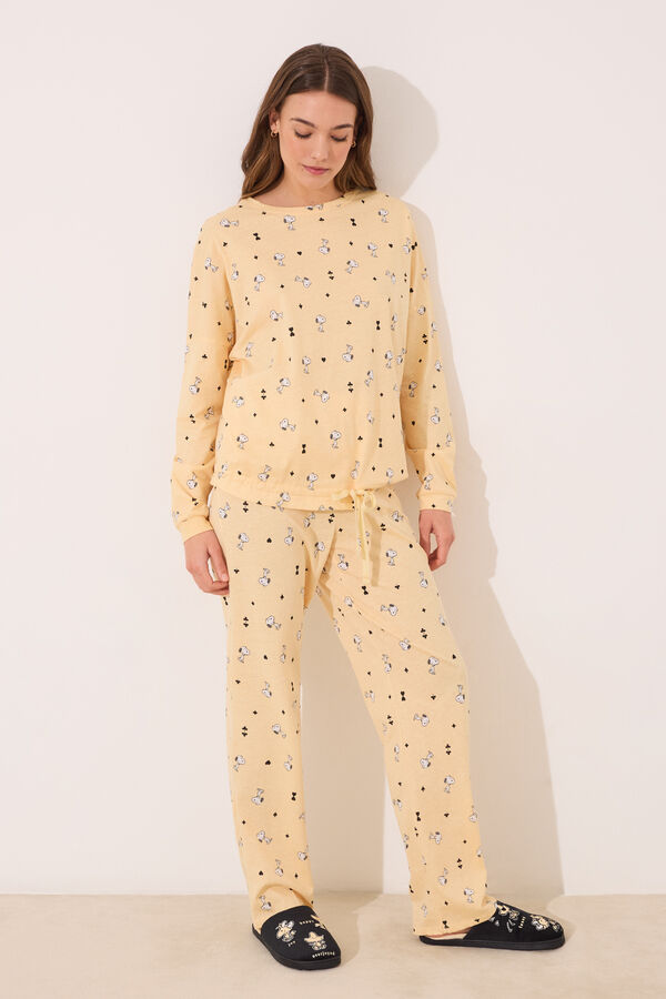 Women'secret Pijama largo 100% algod&oacute;n Snoopy amarillo amarillo