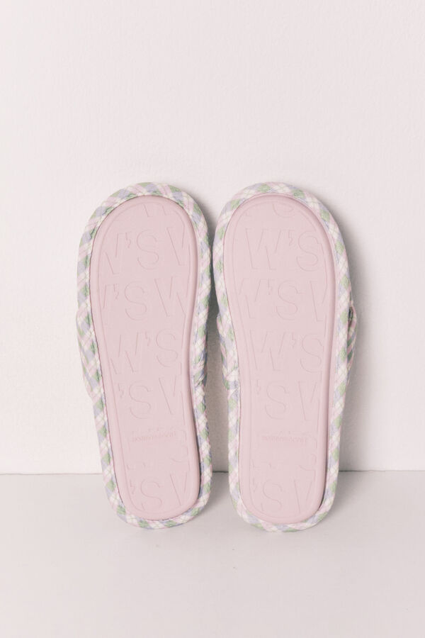 Women'secret Zapatillas casa nudo cuadros estampado