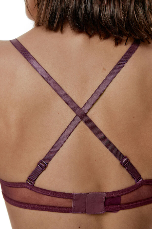 Black Limba Soutien balconette de microfibra e tule Catherine Tulipwood vermelho