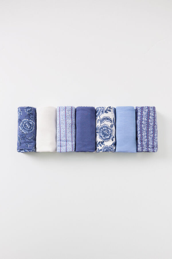 Women'secret Pack de 7 cuecas cl&aacute;ssicas de algod&atilde;o  azul