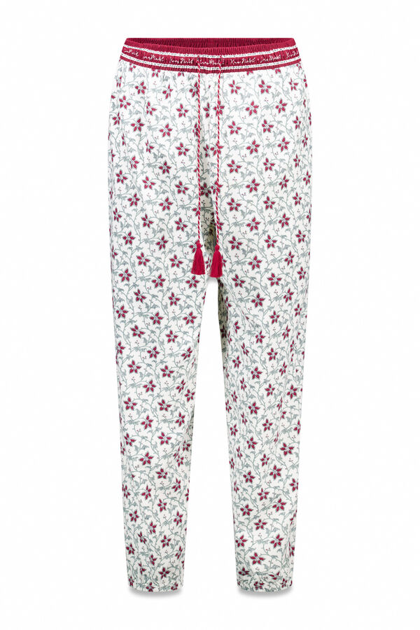 Women'secret Pantal&oacute;n largo 100% algod&oacute;n estampado flores estampado