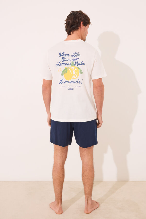 Women'secret Pijama curto cinza de algodão Ms Lemonade cinzento