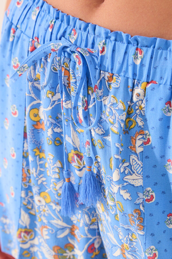 Women'secret Calça de viscose patchwork azul azul