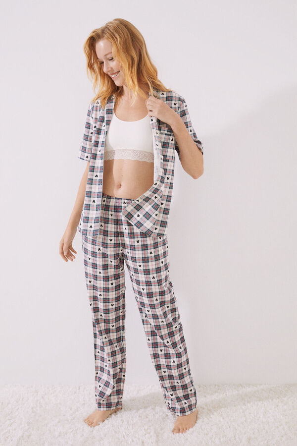 Womensecret Pijama camisero largo 100% algodón Mickey Mouse estampado