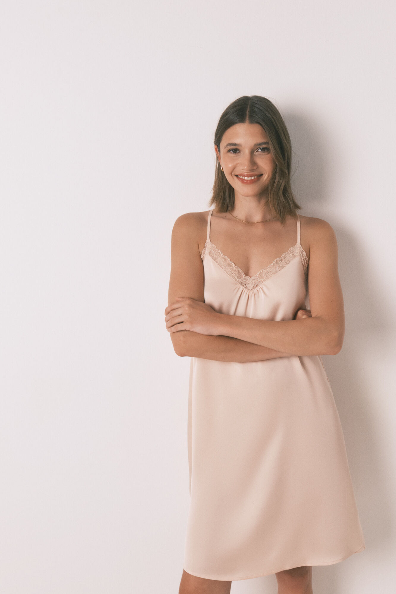 Women'secret Camisa de dormir com renda laranja
