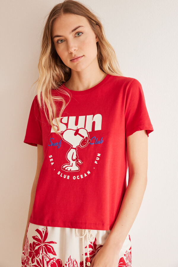 Women'secret Camiseta 100% algod&oacute;n rojo Snoopy  rojo