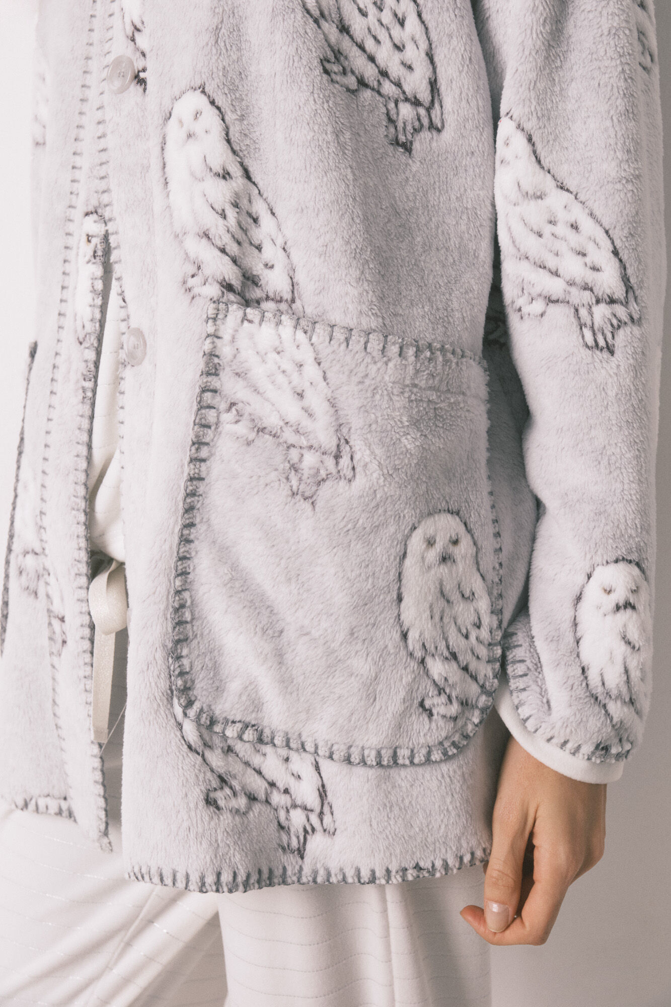 Women'secret Robe curto de tecido polar com pelo cinzento "Hedwig"