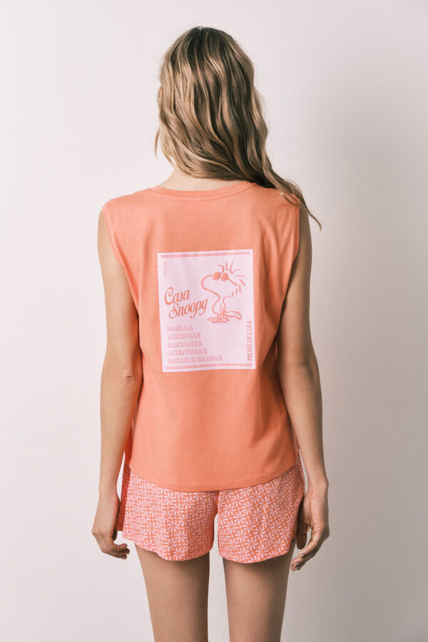 Women'secret Pijama curto em algod&atilde;o Woodstock laranja vermelho