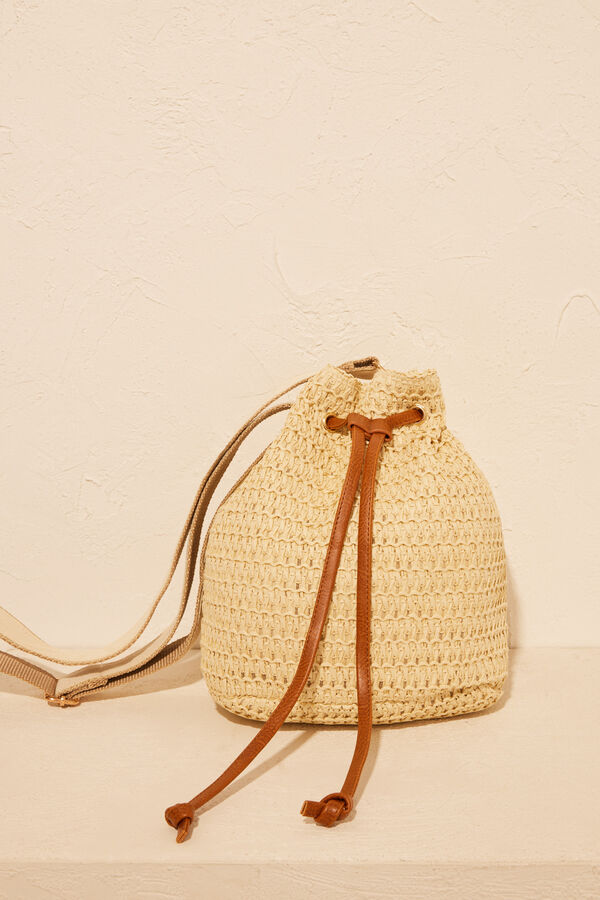 Women'secret Bolso bucket rafia nude