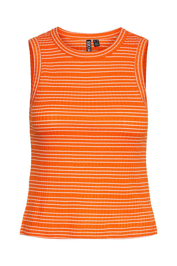 Pieces Top de mulher sem mangas e pesco&ccedil;o em forma de Ou. vermelho