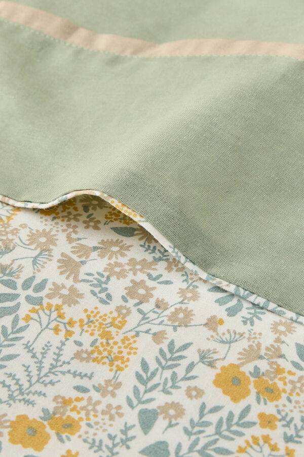 Textura S&aacute;bana algod&oacute;n flores verde