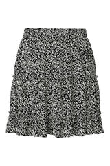 Pieces Saia curta floral preto