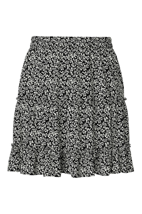 Pieces Saia curta floral preto
