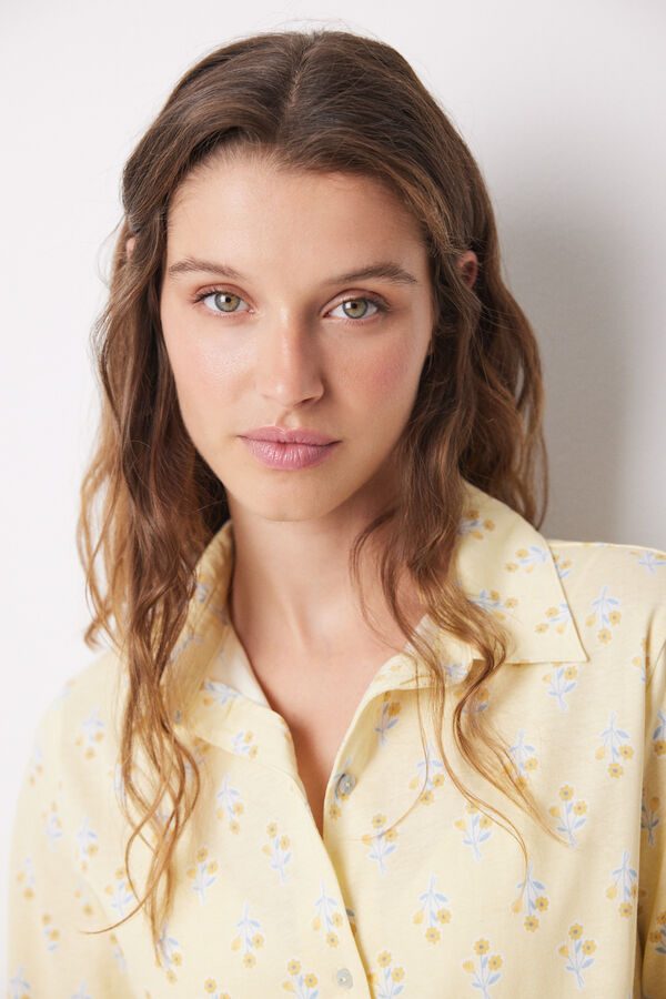 Women'secret Pijama camisa de algod&atilde;o com flores estampado