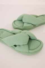 Women'secret Chinelos de quarto abertos waffle verde verde