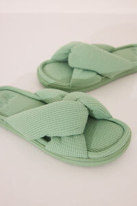Women'secret Chinelos de quarto abertos waffle verde
