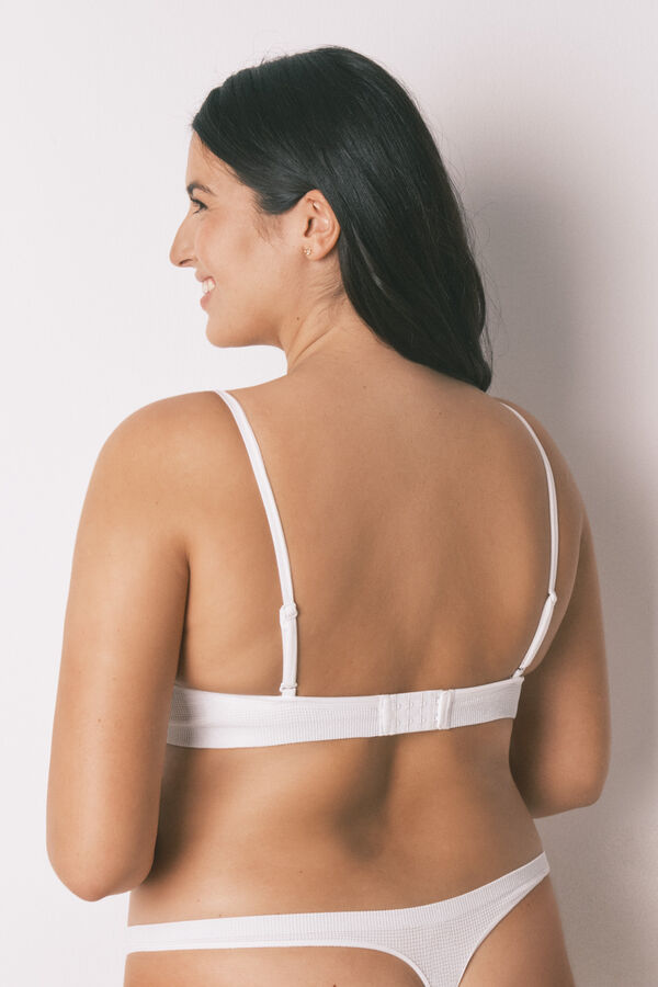 Women'secret Top canelado sem costura em lurex branco bege