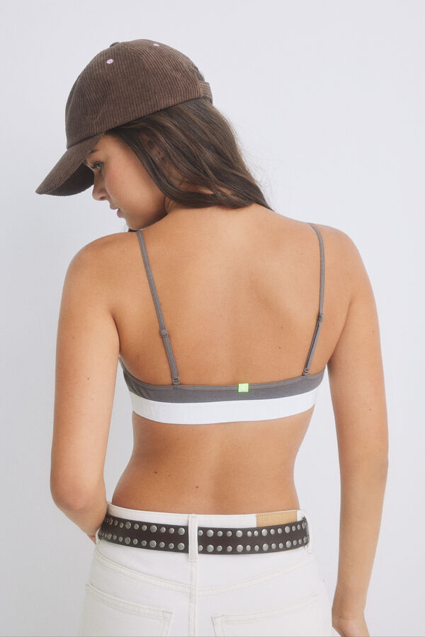 HI&BYE Soutien top algod&atilde;o castanho cru