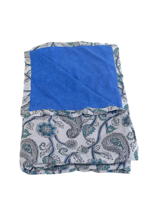 Kbas Pareo de toalha de algod&atilde;o com mala de flores azul