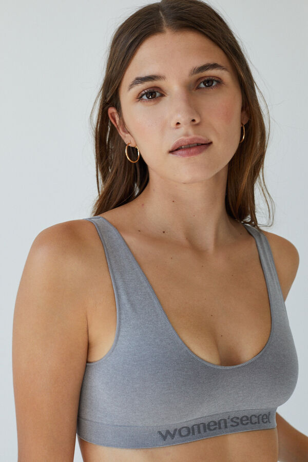 Women'secret Top halter seamless gris oscuro gris