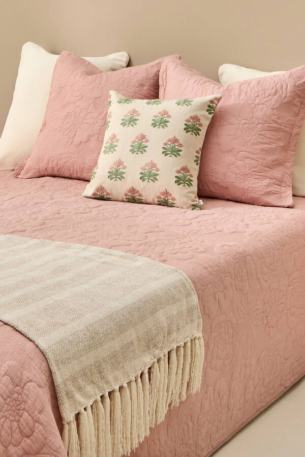 Textura Colcha bordada floral rosa