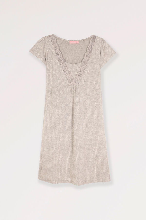 Ohma! Camis&oacute;n de lactancia con manga corta y lunares gris