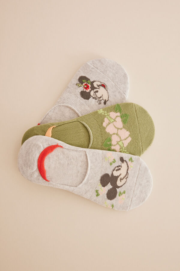 Women'secret Pack 3 meias invis&iacute;veis Mickey Mouse estampado