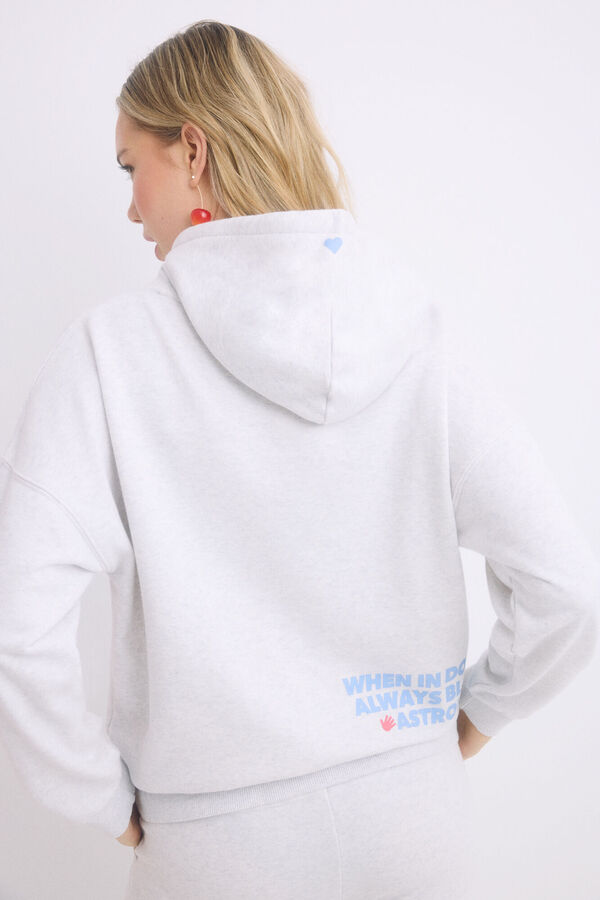 HI&BYE Sweatshirt de capuz de algod&atilde;o cinza cinzento