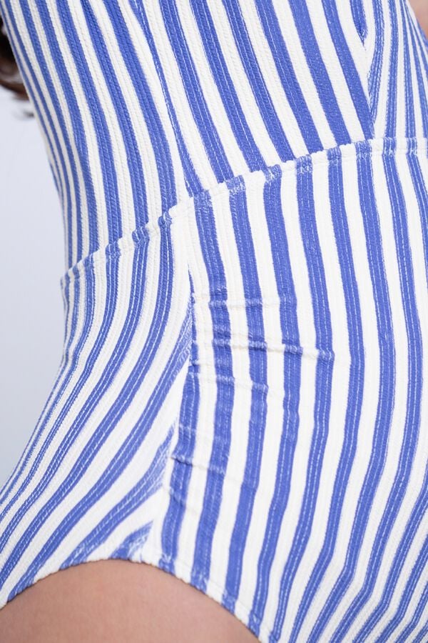 Ohma! Fato de banho pr&eacute;-mam&atilde; &agrave;s riscas azul