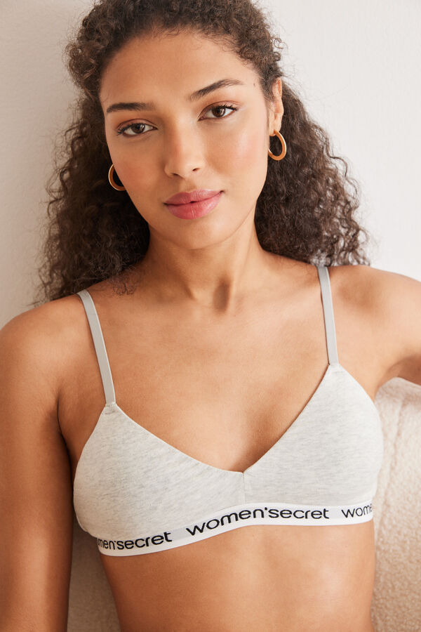 Women'secret Top triangular algod&atilde;o logo cinzento cinzento