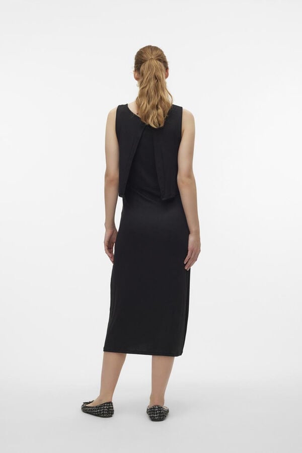 Mamalicious Vestido midi sem mangas maternity e amamenta&ccedil;&atilde;o  preto