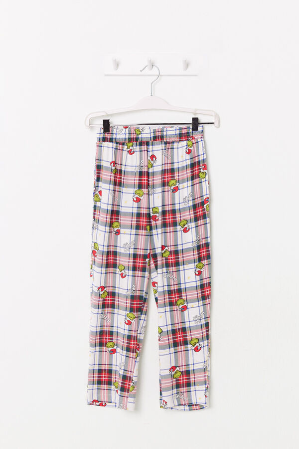 Women'secret Pijama infantil 100% algod&oacute;n cuadros Grinch verde