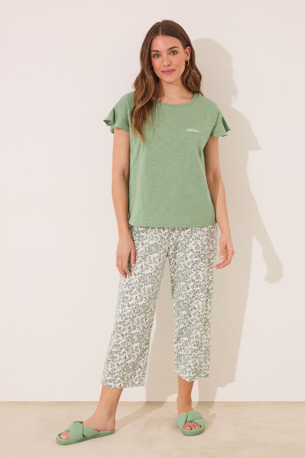 Women'secret Pijama Capri 100% algod&oacute;n verde verde