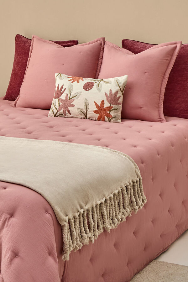 Textura Edred&oacute;n liso reversible puntos rosa