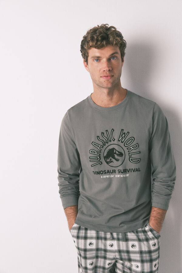 Women'secret Pijama comprido masculino 100% algod&atilde;o "Jurassic World" bege