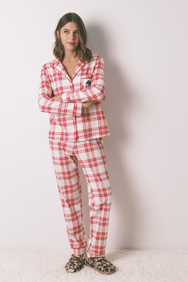 Women'secret Pijama estilo camisa 100% algod&atilde;o xadrez vermelho Mafalda vermelho