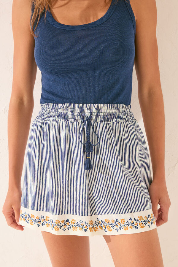 Women'secret Calça estampado riscas com bordas azul