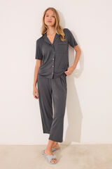 Women'secret Pijama camisero Capri viscosa gris gris