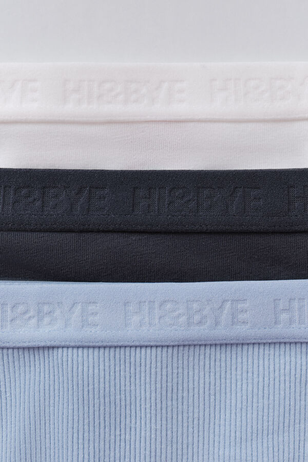 HI&BYE Pack 3 bragas cl&aacute;sicas blanco, azul, negro blanco