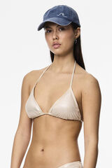 Pieces Top de bikini triangular metalizado blanco
