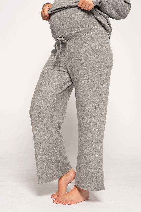 Womensecret Pantalón Premamá Ancho De Canalé Home gris