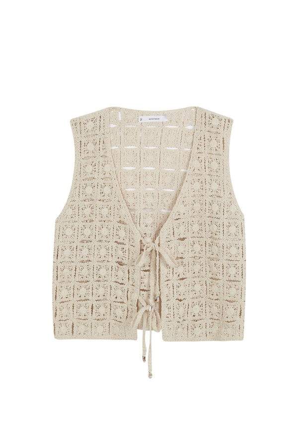 Women'secret Crochet curto colete cru