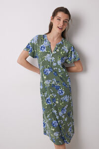 Women'secret Camisa de dormir midi 100% algod&atilde;o flores verdes